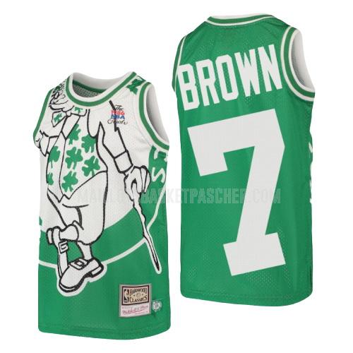 maillot basket enfant de boston celtics jaylen brown 7 vert hardwood classics big face
