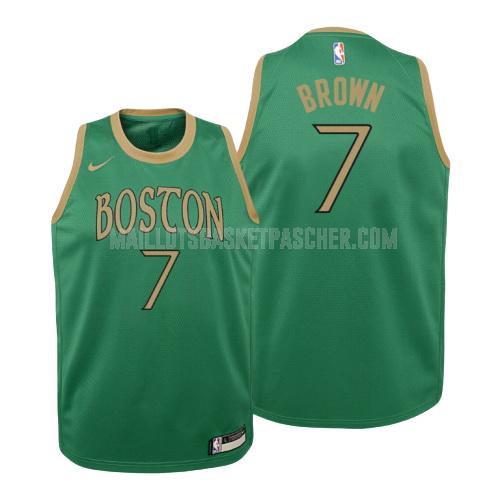 maillot basket enfant de boston celtics jaylen brown 7 vert numéro blanc 2019-20