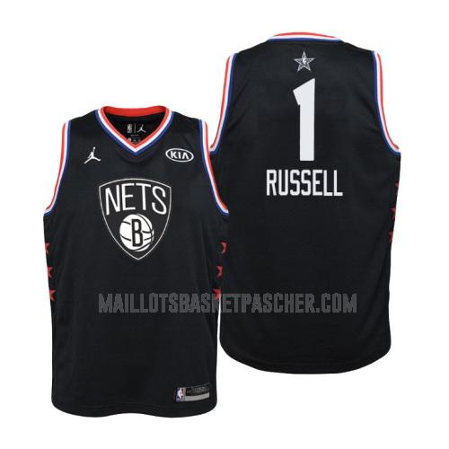 maillot basket enfant de brooklyn nets d'angelo russell 1 noir nba all-star 2019