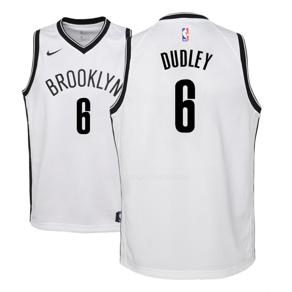 maillot basket enfant de brooklyn nets jared dudley 6 blanc association 2018-19