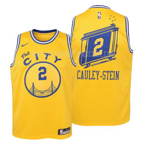 maillot basket enfant de golden state warriors willie cauley stein 2 jaune hardwood classics