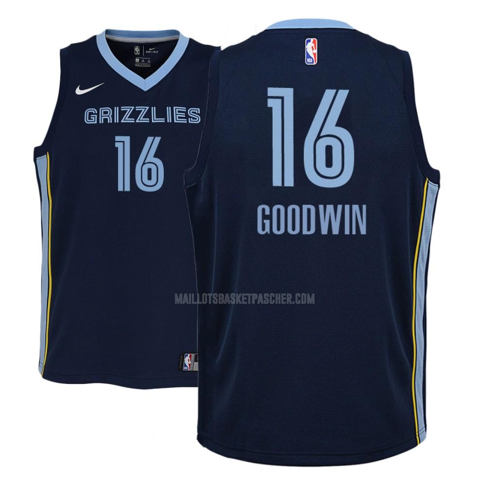 maillot basket enfant de memphis grizzlies brandon goodwin 16 bleu marin icon