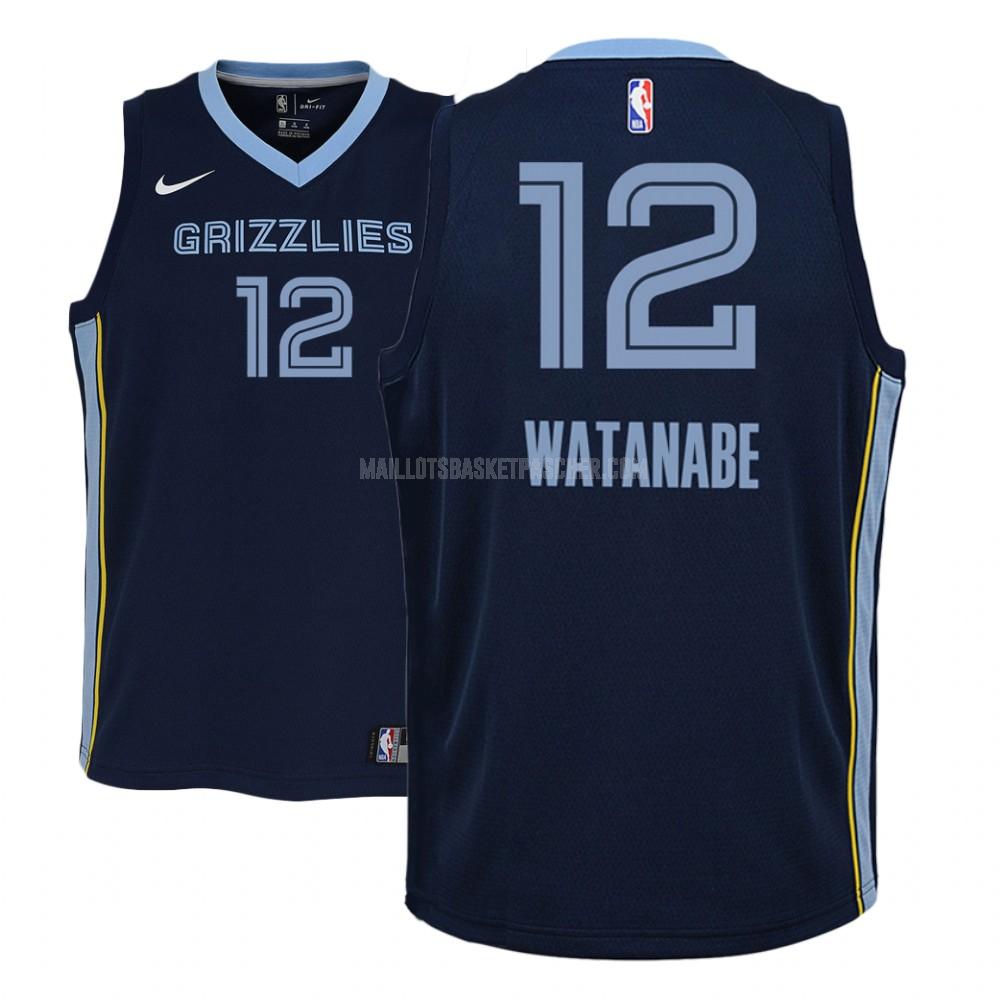 maillot basket enfant de memphis grizzlies yuta watanabe 12 bleu marin icon