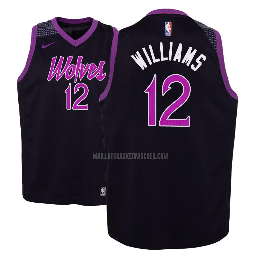 maillot basket enfant de minnesota timberwolves cj williams 12 violet city edition