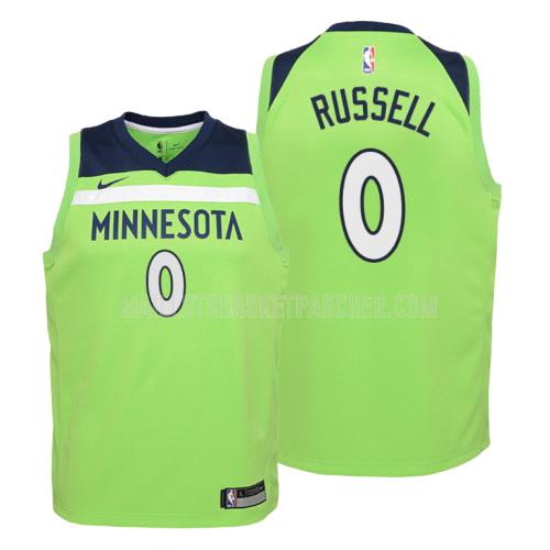 maillot basket enfant de minnesota timberwolves d'angelo russell 0 vert statement 2019-20