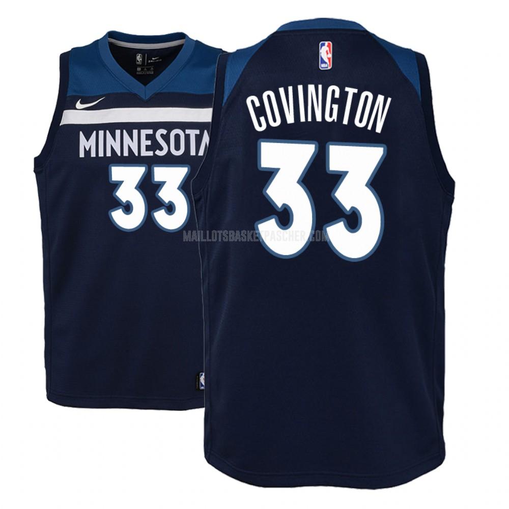maillot basket enfant de minnesota timberwolves robert covington 33 bleu marin icon