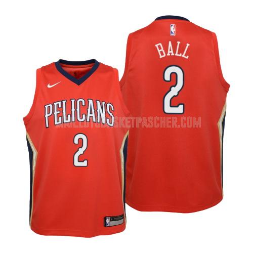 maillot basket enfant de new orleans pelicans lonzo ball 2 rouge statement