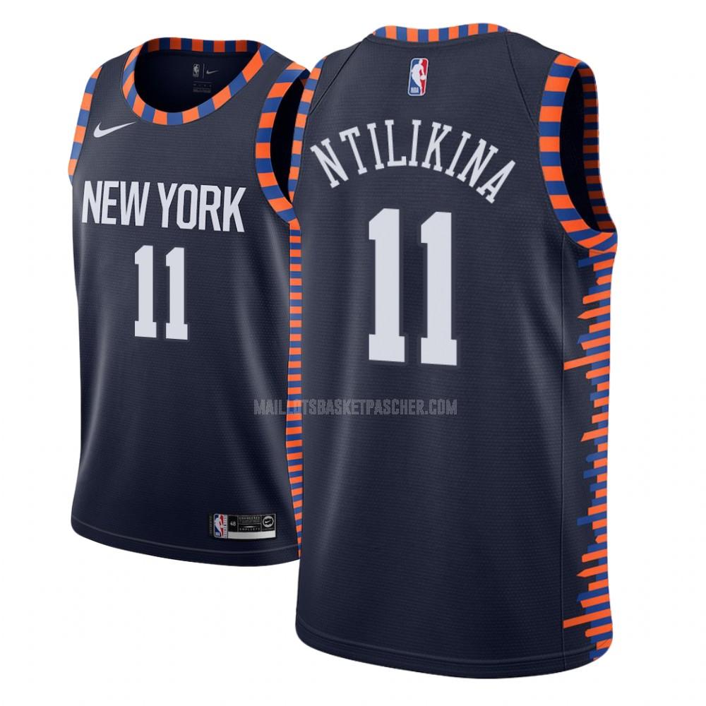 maillot basket enfant de new york knicks frank ntilikina 11 bleu marin city edition