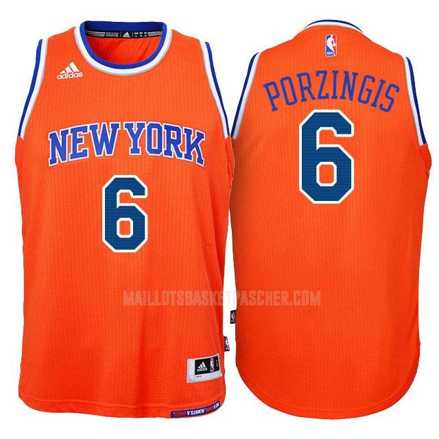 maillot basket enfant de new york knicks kristaps porzingis 6 orange classique