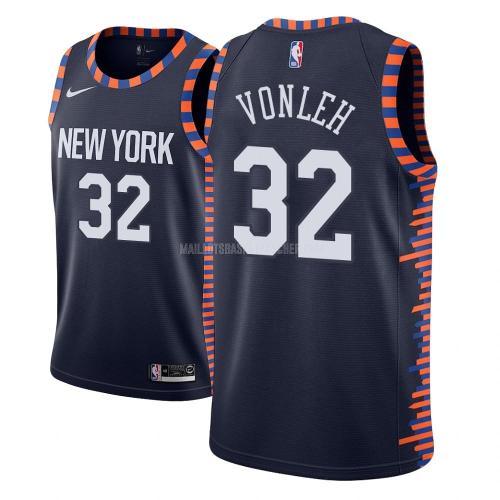 maillot basket enfant de new york knicks noah vonleh 32 bleu marin city edition