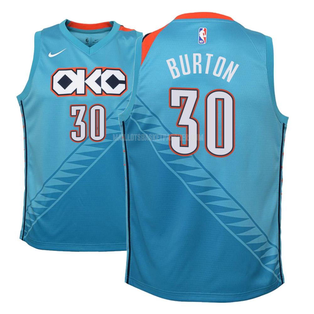 maillot basket enfant de oklahoma city thunder deonte burton 30 bleu city edition