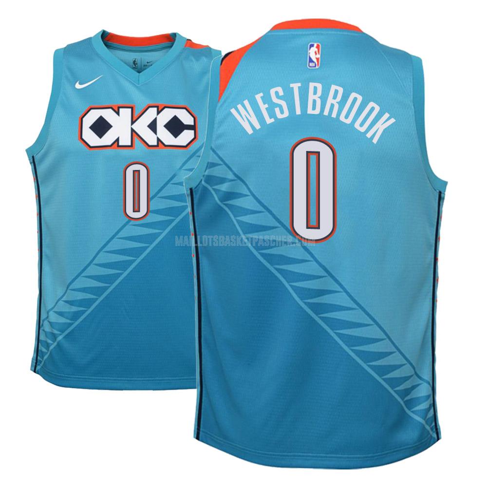maillot basket enfant de oklahoma city thunder russell westbrook 0 bleu city edition
