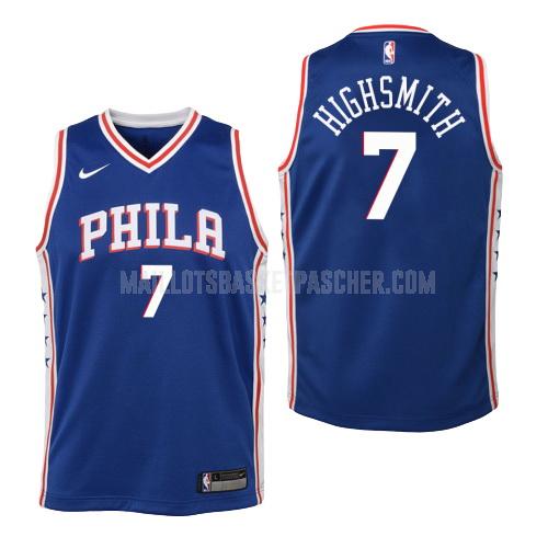 maillot basket enfant de philadelphia 76ers haywood highsmith 7 bleu icon
