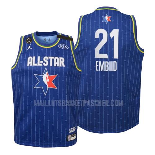 maillot basket enfant de philadelphia 76ers joel embiid 21 bleu nba all-star 2020
