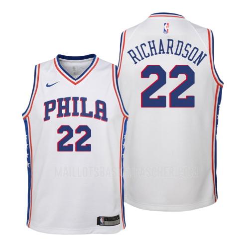 maillot basket enfant de philadelphia 76ers malachi richardson 22 blanc association 2018-19