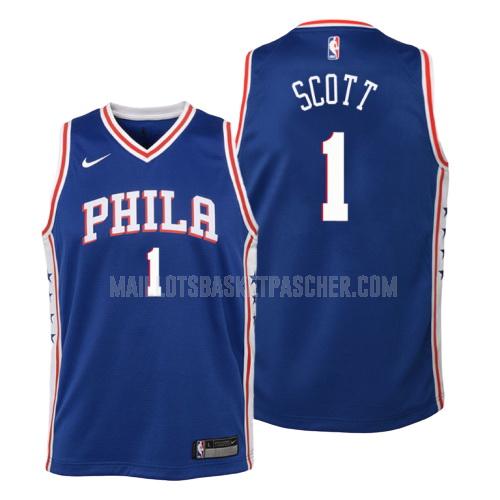 maillot basket enfant de philadelphia 76ers mike scott 1 bleu icon 2018-19