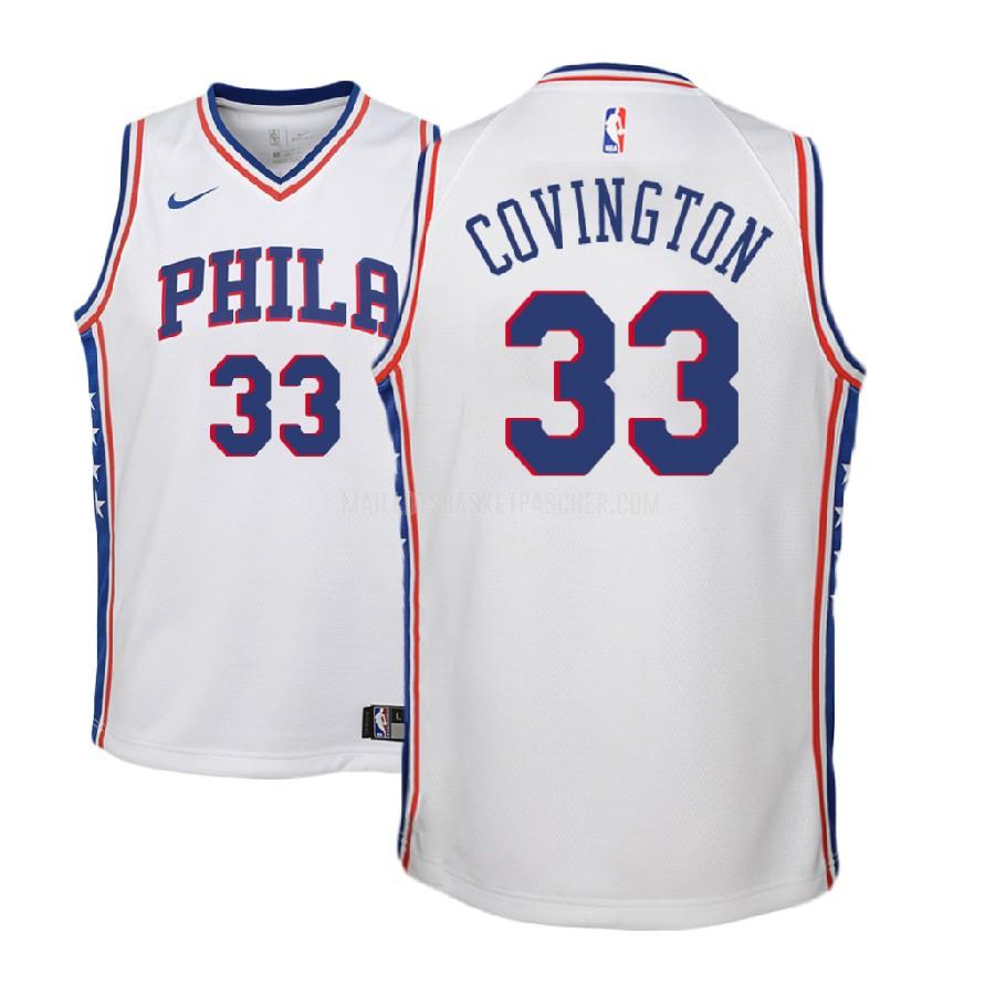 maillot basket enfant de philadelphia 76ers robert covington 33 blanc association 2017-18