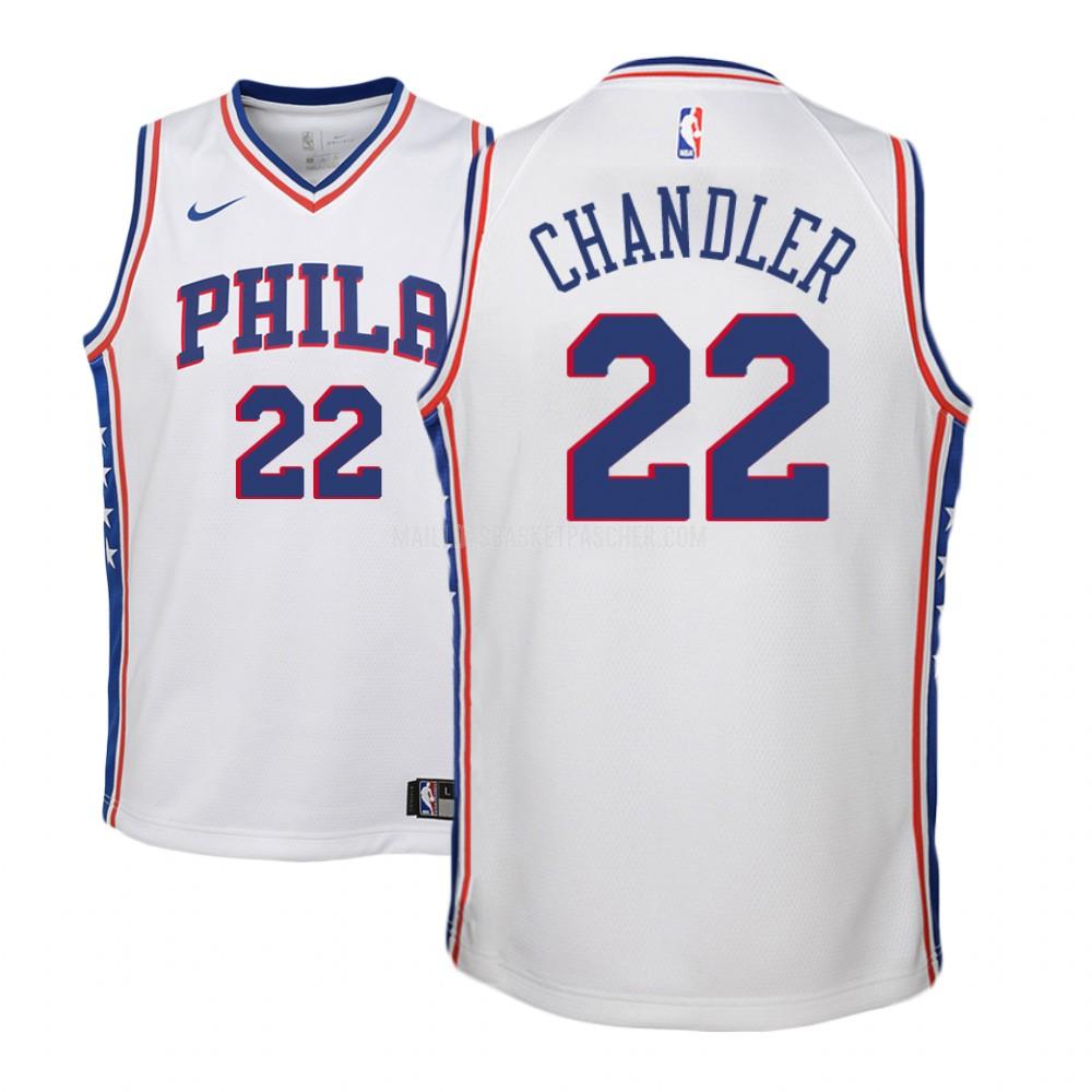 maillot basket enfant de philadelphia 76ers wilson chandler 22 blanc association