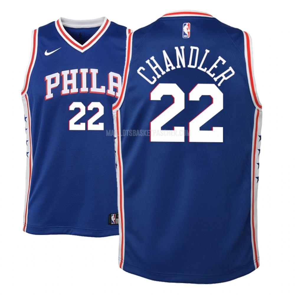maillot basket enfant de philadelphia 76ers wilson chandler 22 bleu icon