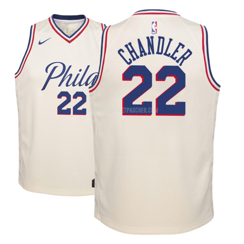 maillot basket enfant de philadelphia 76ers wilson chandler 22 couleur crème city edition