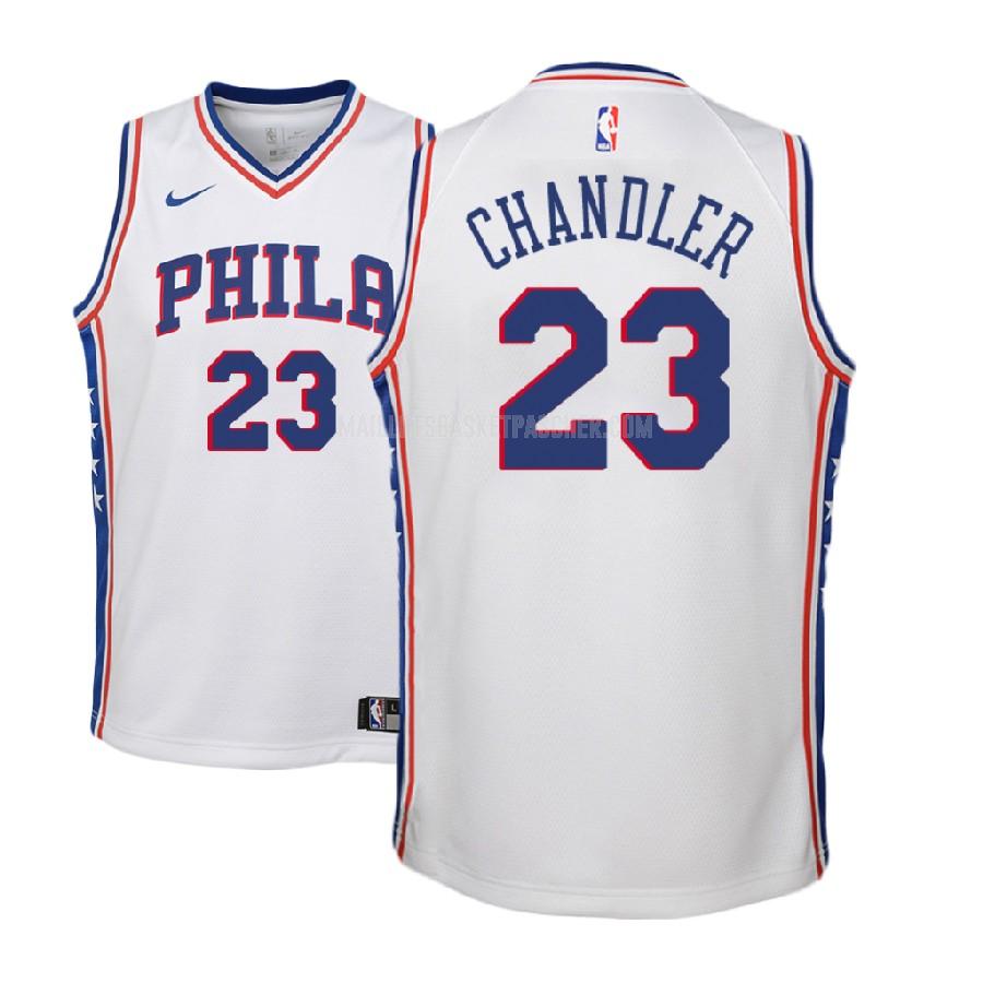 maillot basket enfant de philadelphia 76ers wilson chandler 23 blanc association 2018-19