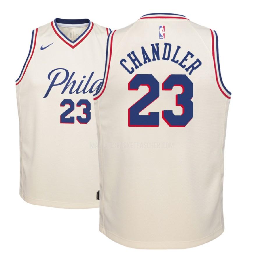 maillot basket enfant de philadelphia 76ers wilson chandler 23 couleur crème city edition 2018-19