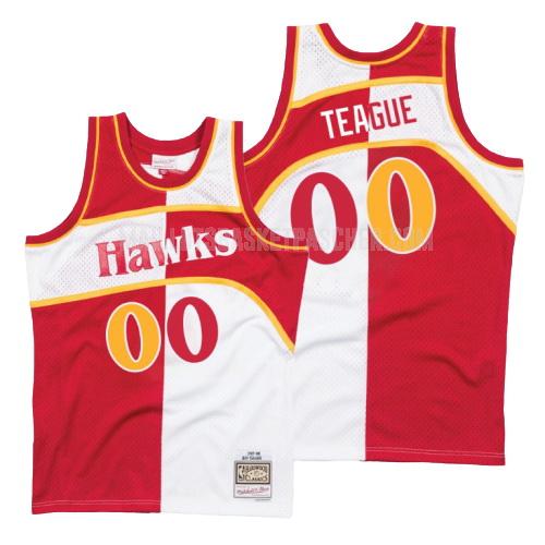 maillot basket homme de atlanta hawks jeff teague 0 rouge blanc version divisé hardwood classics