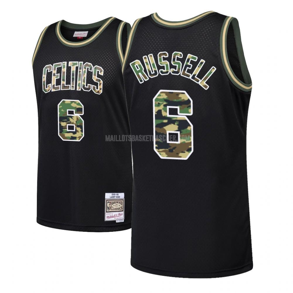 maillot basket homme de boston celtics bill russell 6 noir feu droit camouflage