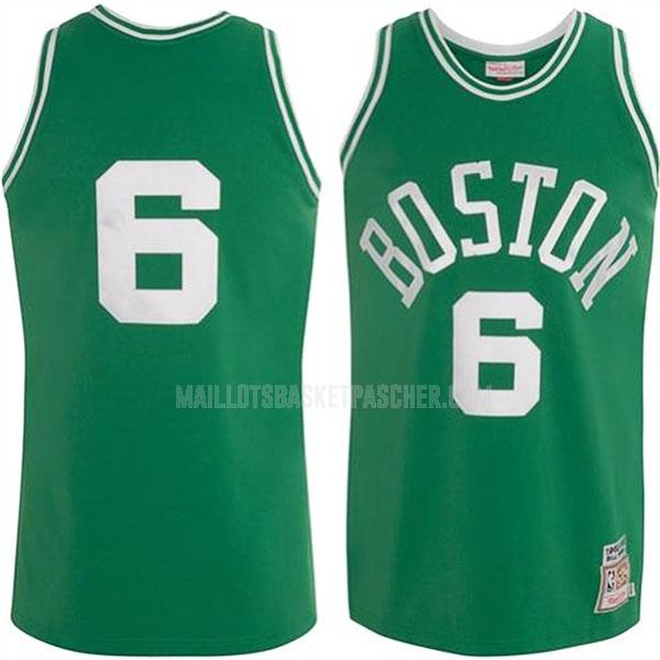 maillot basket homme de boston celtics bill russell 6 vert authentique 1962-63