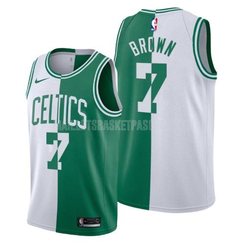 maillot basket homme de boston celtics jaylen brown 7 blanc vert divisé