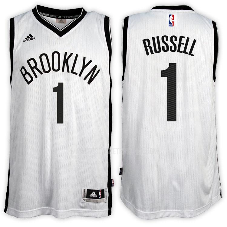 maillot basket homme de brooklyn nets d'angelo russell 1 blanc home