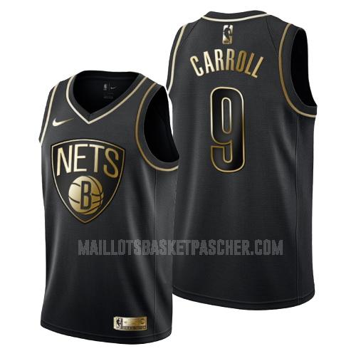 maillot basket homme de brooklyn nets demarre carroll 9 noir or version