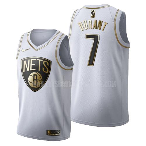 maillot basket homme de brooklyn nets kevin durant 7 blanc or version
