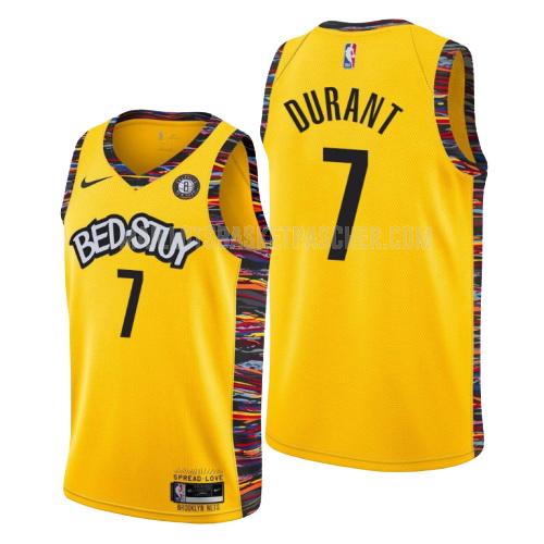 maillot basket homme de brooklyn nets kevin durant 7 jaune city edition 2019-20