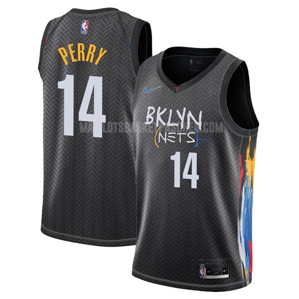 maillot basket homme de brooklyn nets reggie perry 14 noir city edition 2020-21