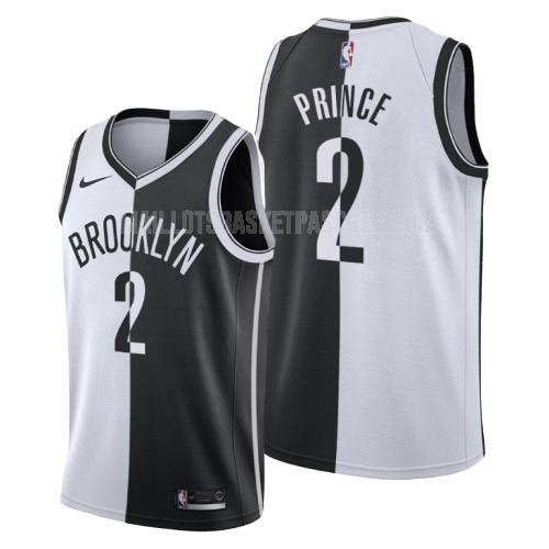 maillot basket homme de brooklyn nets taurean prince 2 noir blanc divisé