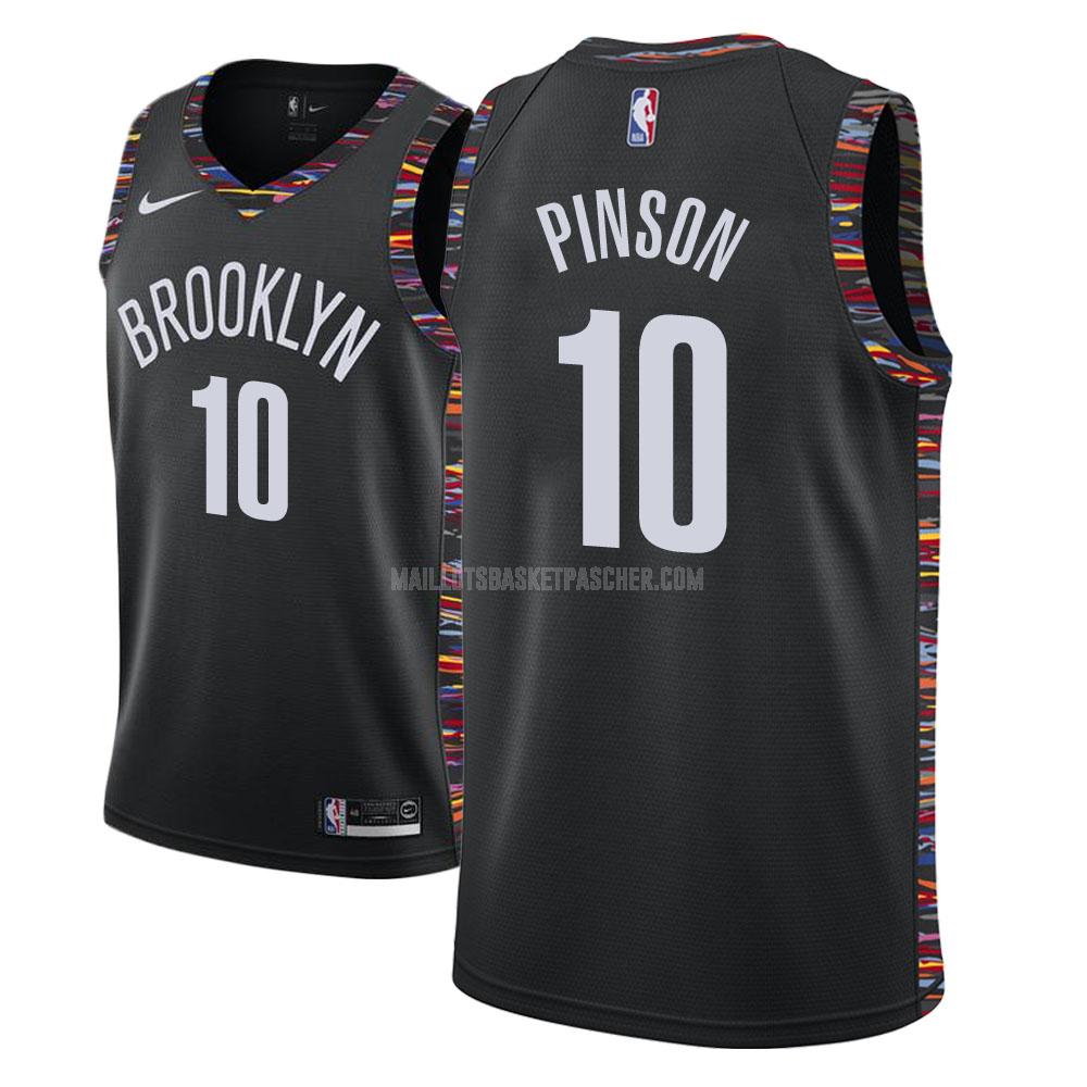 maillot basket homme de brooklyn nets theo pinson 10 noir city edition