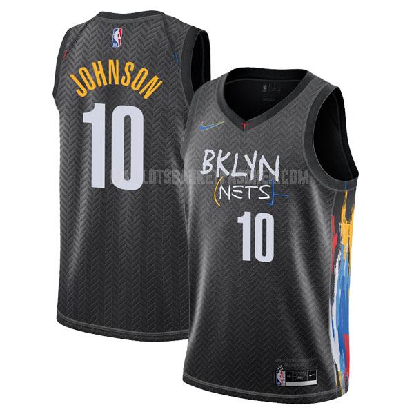 maillot basket homme de brooklyn nets tyler johnson 10 noir city edition 2020-21