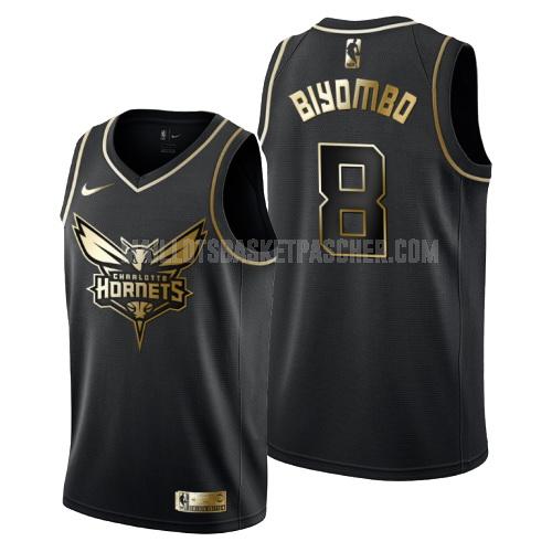 maillot basket homme de charlotte hornets bismack biyombo 8 noir or version
