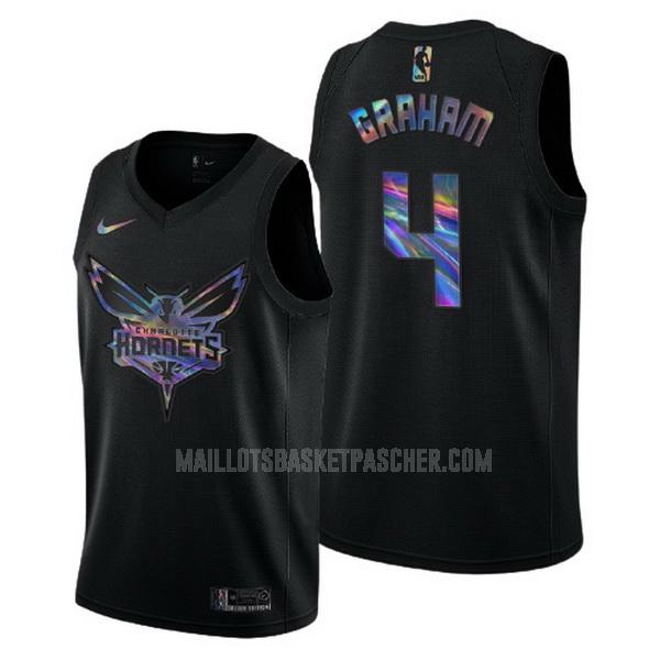 maillot basket homme de charlotte hornets devonte graham 4 noir logo holographic