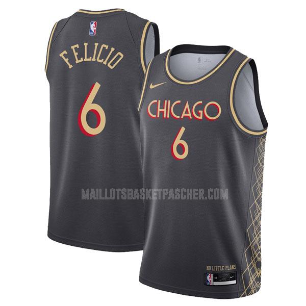 maillot basket homme de chicago bulls cristiano felicio 6 noir city edition 2020-21