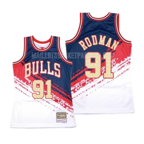 maillot basket homme de chicago bulls dennis rodman 91 blanc hardwood classics 1997-98