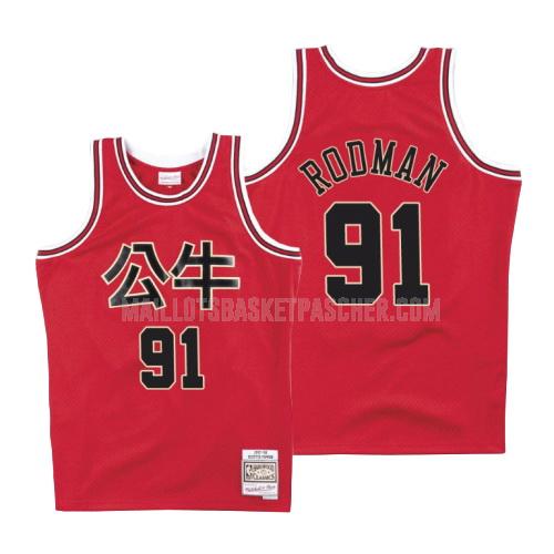 maillot basket homme de chicago bulls dennis rodman 91 rouge capodanno cinese