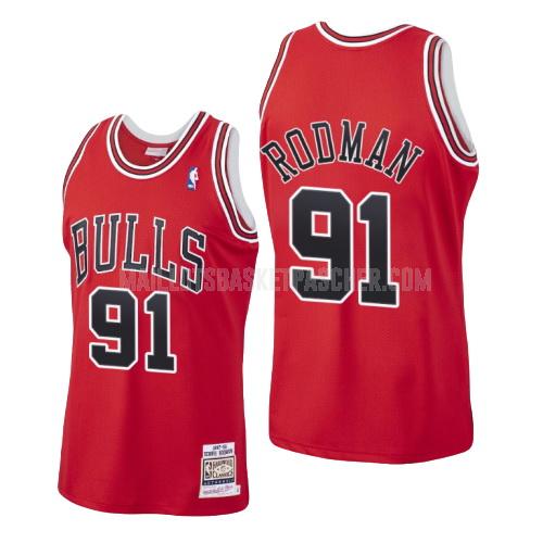 maillot basket homme de chicago bulls dennis rodman 91 rouge hardwood classics 1997-98