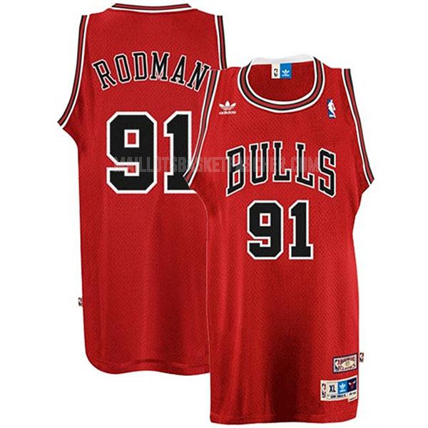 maillot basket homme de chicago bulls dennis rodman 91 rouge swingman