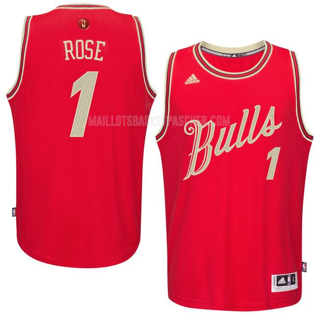 maillot basket homme de chicago bulls derrick rose 1 rouge noël 2015