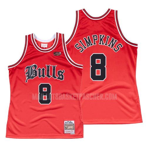 maillot basket homme de chicago bulls dickey simpkins 8 rouge old english 1997-98