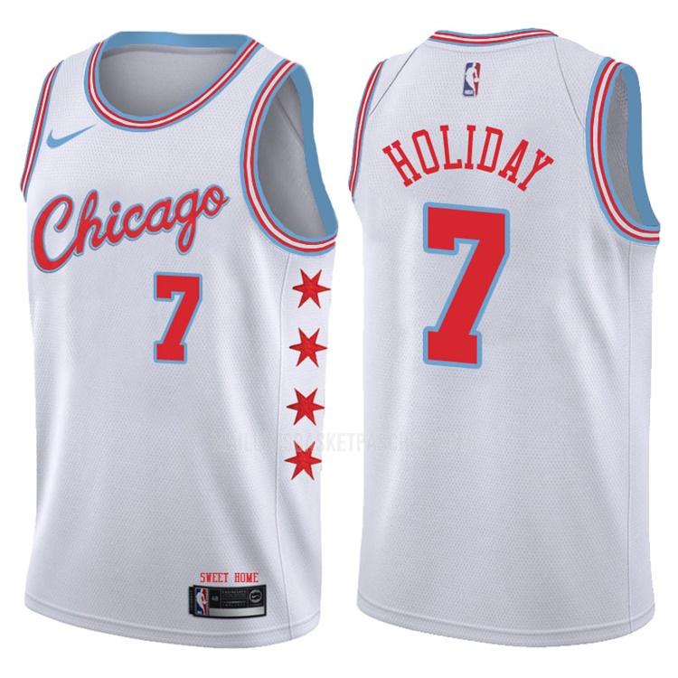 maillot basket homme de chicago bulls justin holiday 7 blanc city edition
