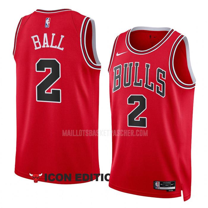 maillot basket homme de chicago bulls lonzo ball 2 rouge icon edition 2022-23