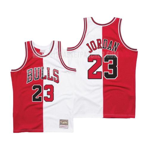 maillot basket homme de chicago bulls michael jordan 23 rouge blanc version divisé hardwood classics